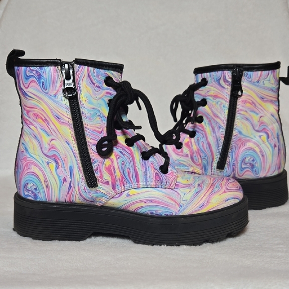 Skechers Gravlen Swirlicious LiL Girl's Boots Hi-Top Zip BOOT KAWAII ARTSY  SZ1 - Picture 6 of 14